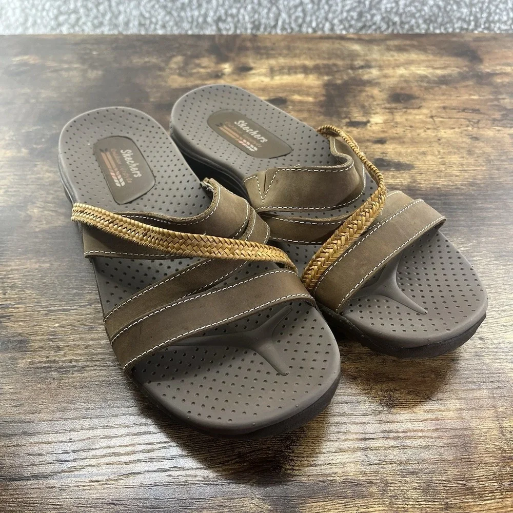 Sketchers Sandals Women's 9 Outdoor Life Reggae Timeless Slip On 40838 Comfort
